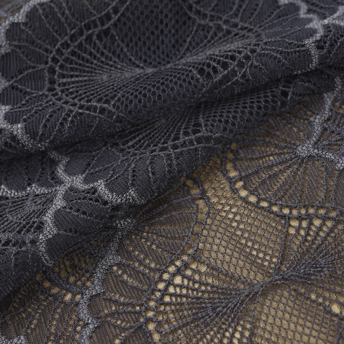 Кружевная эластичная ткань, 180 мм &times; 2,7 &plusmn; 0,5 м, цвет графитовый