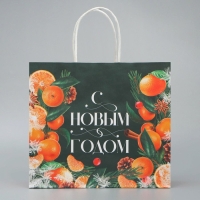 Пакет подарочный новогодний крафтовый &laquo;Новогодняя суета&raquo;, 25 х 22 х 12 см, Новый год