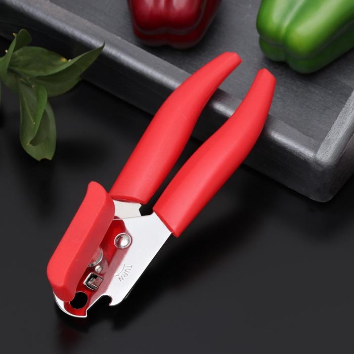 Нож консервный Доляна &laquo;Волна&raquo;, 20 см, цвет красный