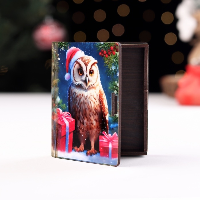 Деревянный конверт для денег № 2 "Сова", 9,8х8,5х2 см