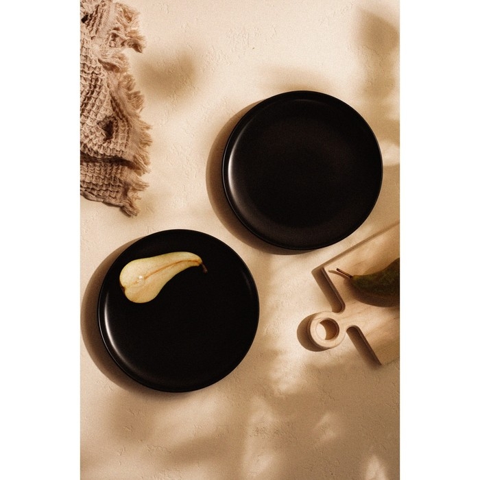 Набор фарфоровых тарелок SL Home &laquo;Дарк&raquo;, d=25,5 см, цвет чёрный