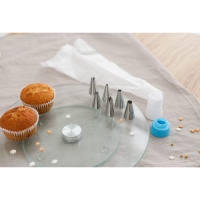 Набор кондитерский Доляна, 7 предметов: мешок 24 см, 6 насадок d=1,8 см, насадки и цвет МИКС