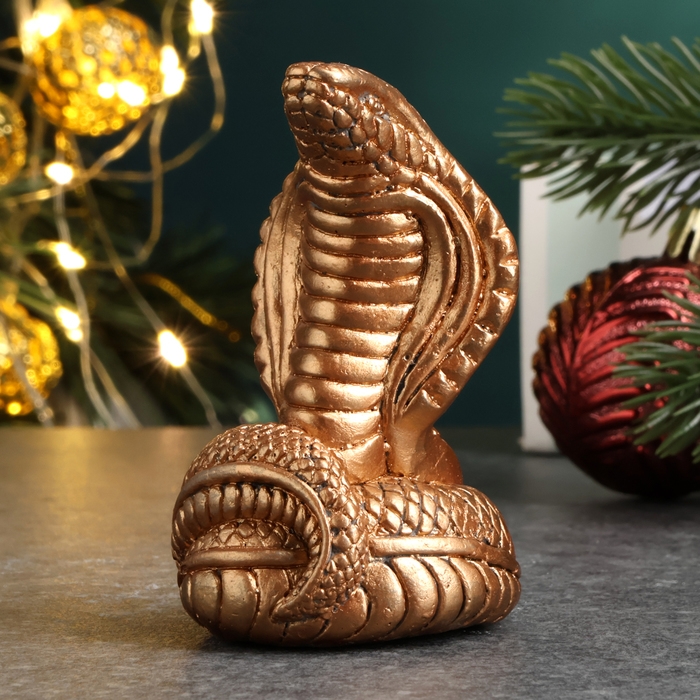 Фигура "Змея Кобра малая" состаренная бронза, 6х4х4см