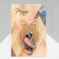 Брошь &laquo;Сова&raquo;, цвет сиреневый в чернёном серебре