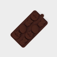 Форма для шоколада Доляна &laquo;Пасха&raquo;, силикон, 18,8&times;10&times;1,5 см, 8 ячеек, цвет коричневый