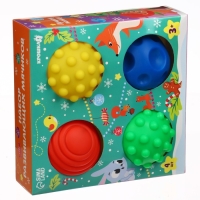 Подарочный новогодний набор развивающих тактильных мячиков &laquo;Подарок малышу&raquo;, 4 шт.