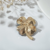 Брошь &laquo;Клевер&raquo; роскошный, цвет тёмно-зелёный в золоте