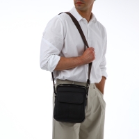 Сумка мужская через плечо TEXTURA, 2 наружных кармана, цвет коричневый