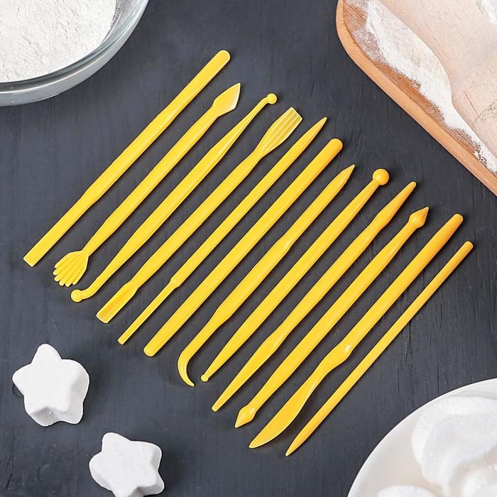 Набор для моделирования кондитерских украшений Доляна, 14 шт, 12&times;0,5 см, цвет МИКС