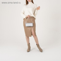 Сумка женская, отдел на клапане, длинная цепь, цвет серебристый