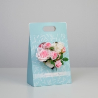 Переноска для цветов &laquo;Love&raquo;, голубая, 24 &times; 12,5 &times; 37 см