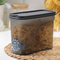 Ёмкость для сыпучих продуктов &laquo;Бест&raquo;, 1,5 л, 9,5&times;19&times;14 см, прозрачный, крышка серая