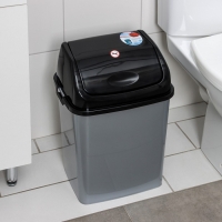 Ведро для мусора &laquo;Камелия&raquo;, 18 л, цвет серебристый перламутр/чёрный