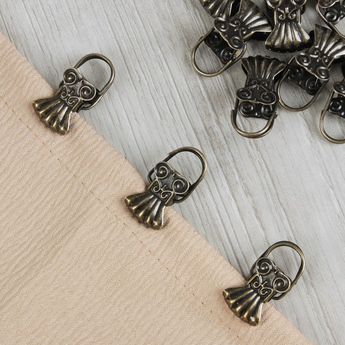 Зажим для штор &laquo;Ракушка&raquo;, 30 &times; 15 мм, 10 шт, цвет бронзовый