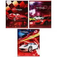 Тетрадь 48 листов в клетку, Calligrata &laquo;Авто&raquo;, обложка мелованная бумага, серые листы, МИКС