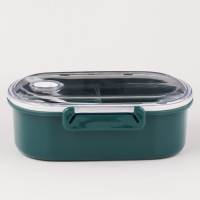 Ланч бокс в школу, контейнер для еды "Эйлайт", 640 мл, с приборами, 18.5 х 14 х 6.3 см, синий 917723