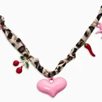 Колье "Новый стиль" микс подвесок, светлый леопард, в золоте 40+удл