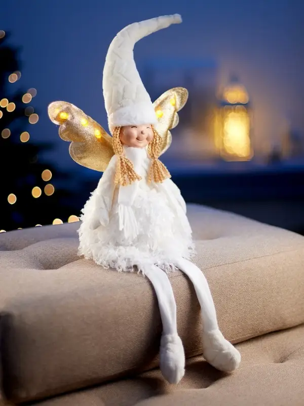 Фигура текстиль &laquo;Кукла в белом&raquo; 70 см, 6 LED, AG10x3 (в компл.), Т/БЕЛЫЙ