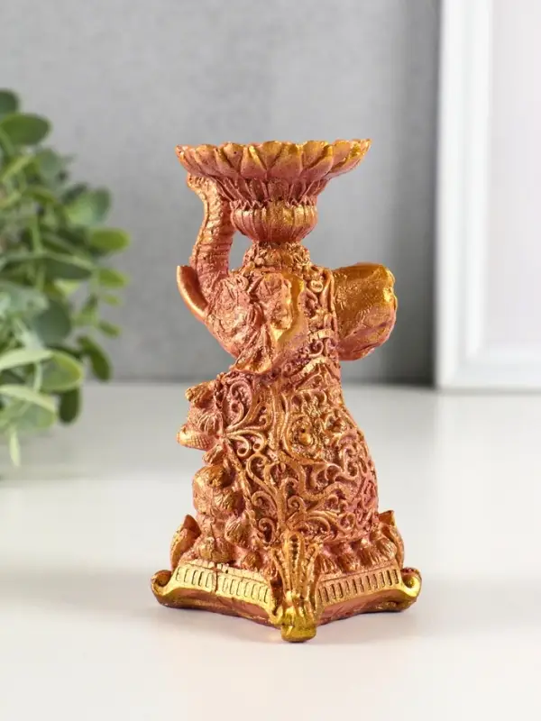 Подсвечник "Слон" высота 12 см, бордо с позолотой