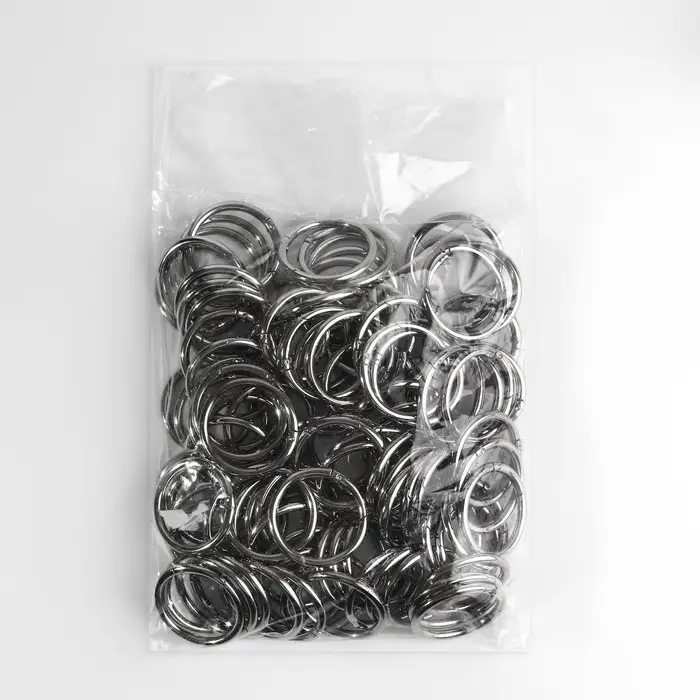 Кольцо-карабин, d=38/48 мм, толщина - 5 мм, 5 шт., цвет серебряный