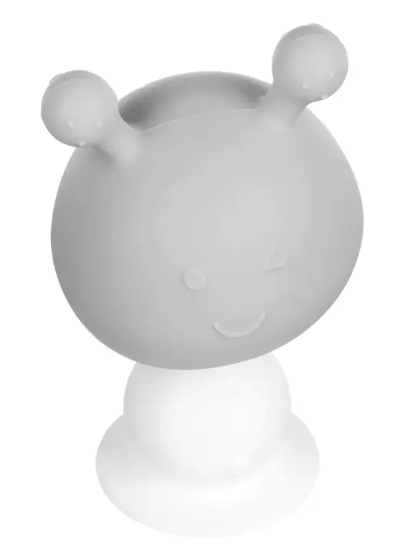 Прорезыватель силиконовый для зубов с погремушкой 3 в 1 M&B &laquo;Зайка&raquo;, серый