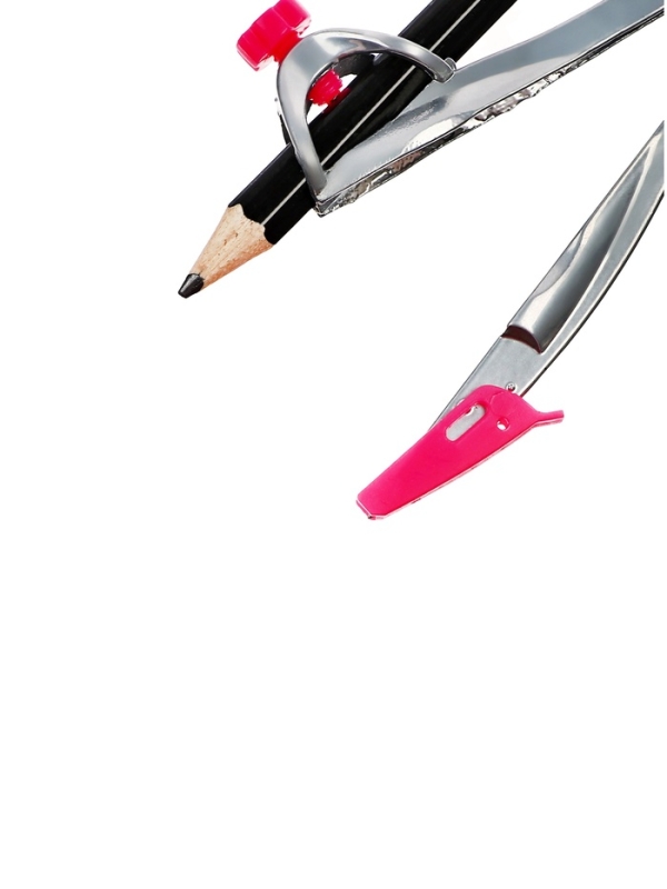 Циркуль металлический 115 мм, с чернографитным карандашом в пластиковом пенале, МИКС