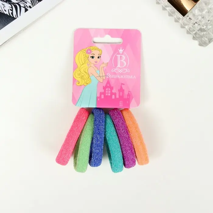 Резинка для волос "Махрушка" (набор 6 шт) блеск