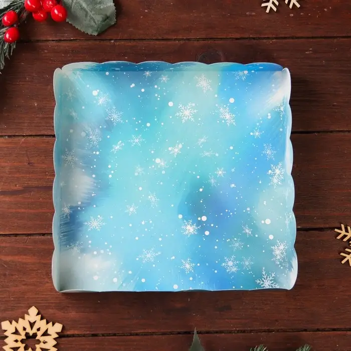 Коробка для печенья, &laquo;Зимний лес&raquo;, 18&times;18&times;3 см, Новый год