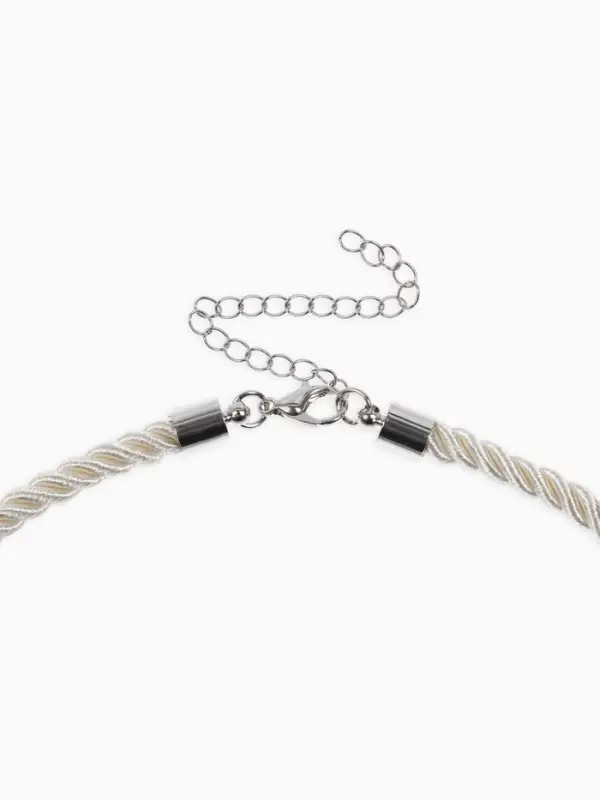 Кулон на жгуте текстильном "Морская звезда", цвет бело-серебристый