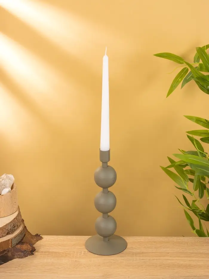 Подсвечник на 1 свечу текстурный "Графитовый" с 3 сферами 10х10х25 см