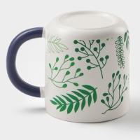 Кружка керамическая с ложкой &laquo;Гербарий&raquo;, 350 мл, цвет белый