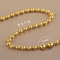 Бусы на нитях, круглые, 4 мм, 9 &plusmn; 1 м, цвет золотой