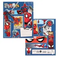 Тетрадь в линейку 24 листа, 5 видов МИКС, обложка мелованный картон, &laquo;Человек-паук&raquo;