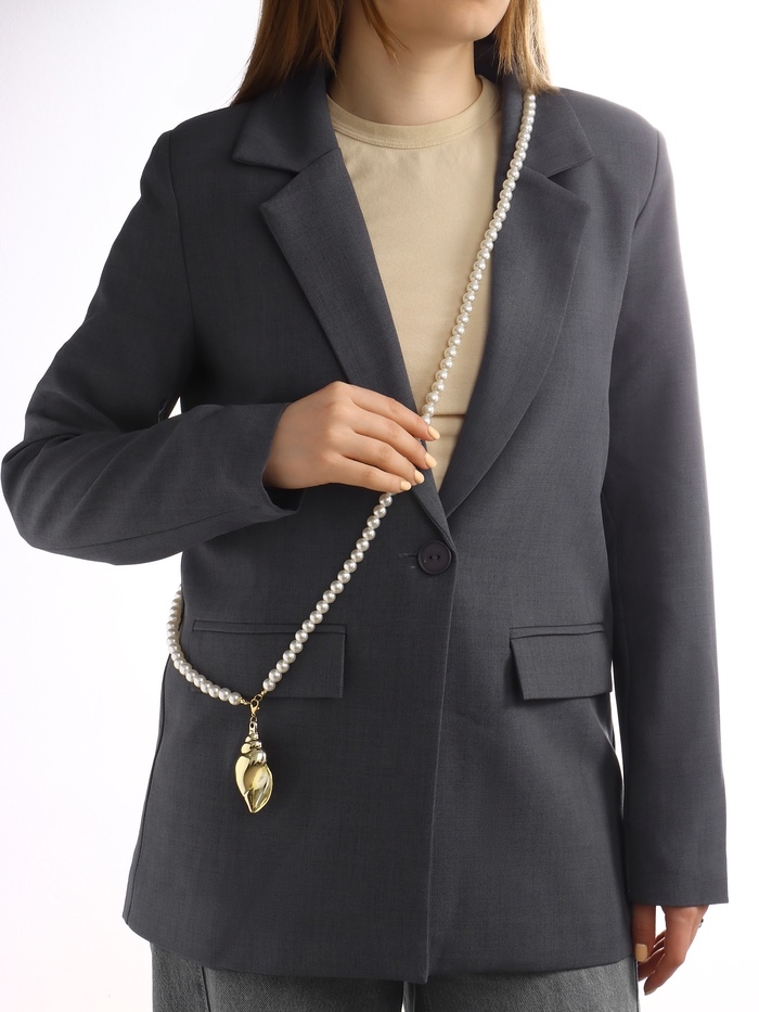 Портупея жемчужная с кулоном &laquo;Ракушка&raquo;, 129 см, белая в золоте