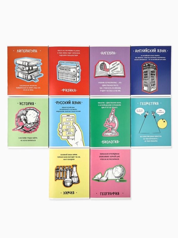 Тетради предметные, 48 л., набор из 10 шт., блок №2 &laquo;Фразы&raquo; уф лак