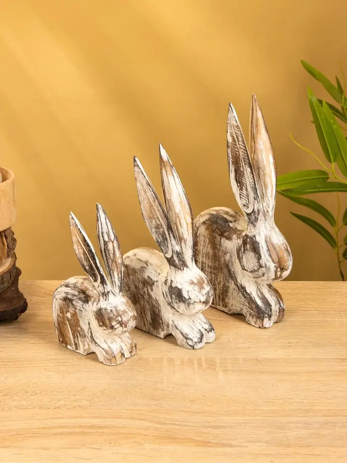 Набор сувенирный "Зайцы" дерево, h - 25,20 и 15 см