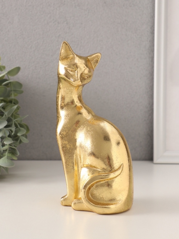 Сувенир полистоун "Золотая кошка" 11,5х7,5х20,5 см