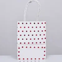 Пакет крафт с красным тиснением, круглая ручка, белый, 15 х 11 х 6 см, 120 г