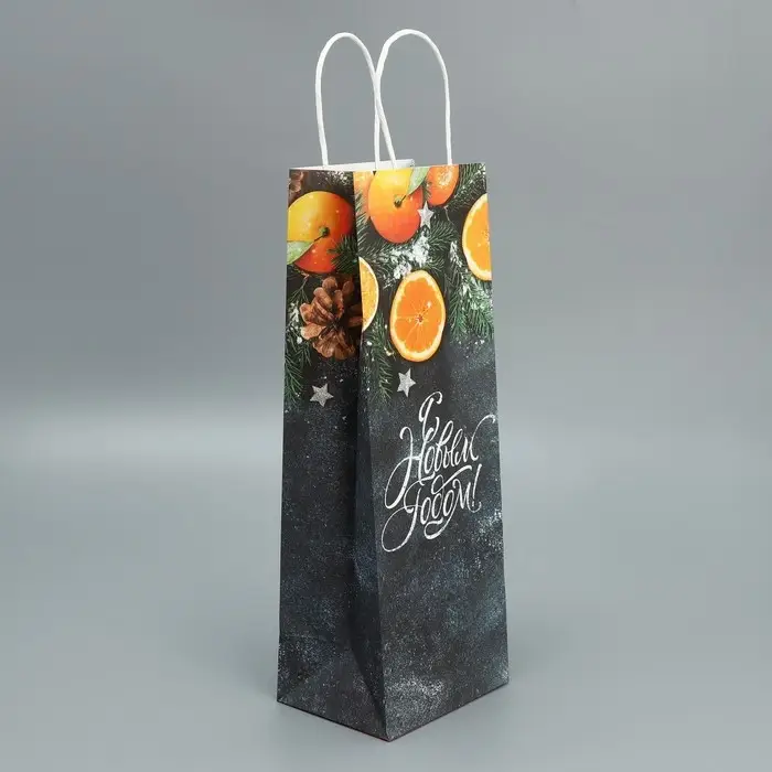 Пакет под бутылку &laquo;Мандарины&raquo;, 13 x 36 x 10 см