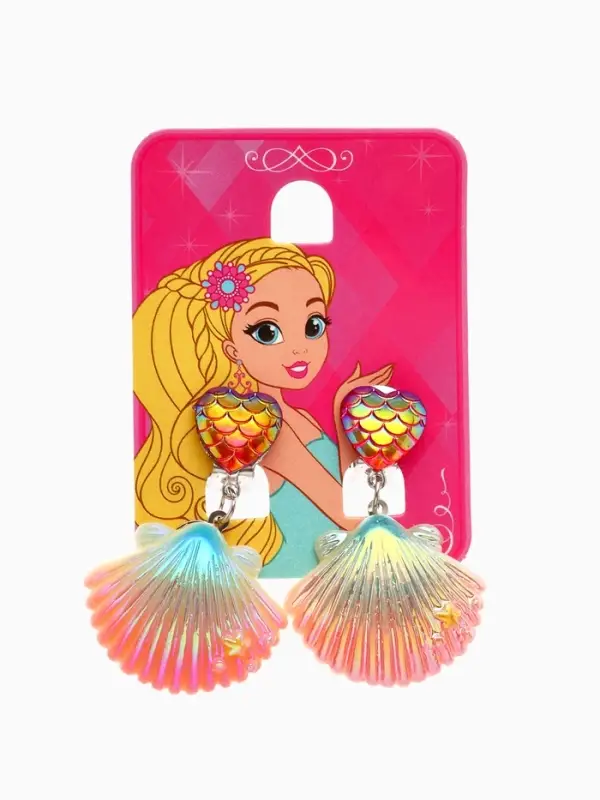 Клипсы детские &laquo;Выбражулька&raquo; ракушка, элемент сердце, разноцветные