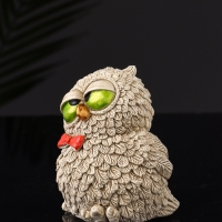 Набор фигур "4 совы на подносе" размер 20х10х10 см, бежевый