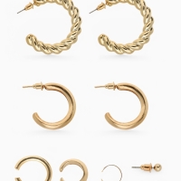 Набор серьги и каффы 9 шт. &laquo;Кольца&raquo; переплетение, цвет золото