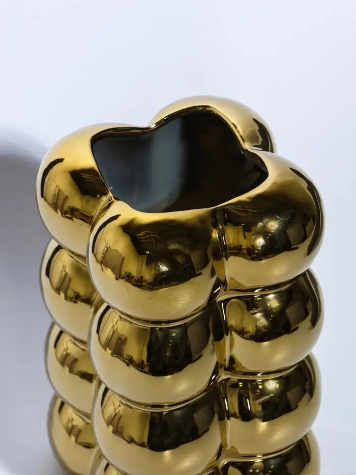 Ваза керамика настольная "Дайзи" шарики, h=20х11, d=7 см, золото