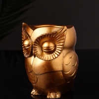 Кашпо "Сова" 10х7 см, цвет бронза
