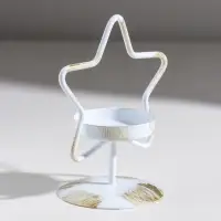 Подсвечник металл на 1 свечу "Звезда" белый с патиной d=5 см 9,4х7х11,7 см