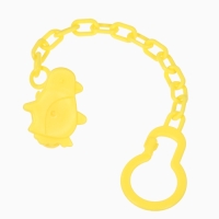 Пустышка классическая, с держателем, +0мес., цвет зеленый/желтый