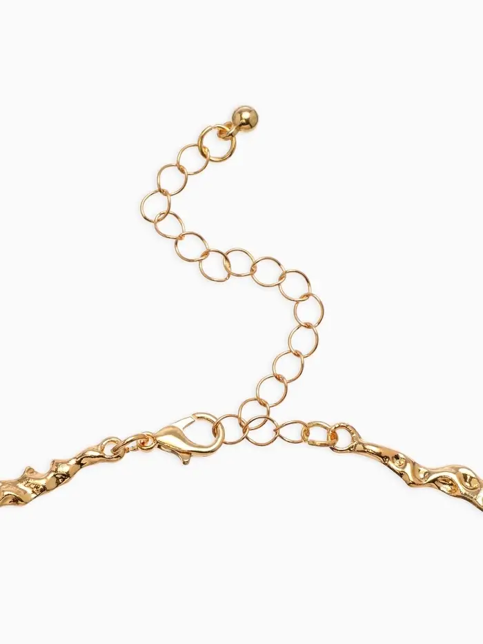 Колье "Мятое" тонкое, цвет золото 35см+ удл