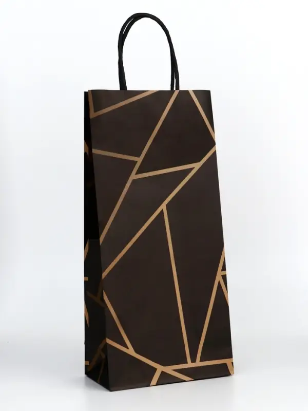 Пакет крафт под бутылку &laquo;Геометрия&raquo;, 14&times;8&times;32 см