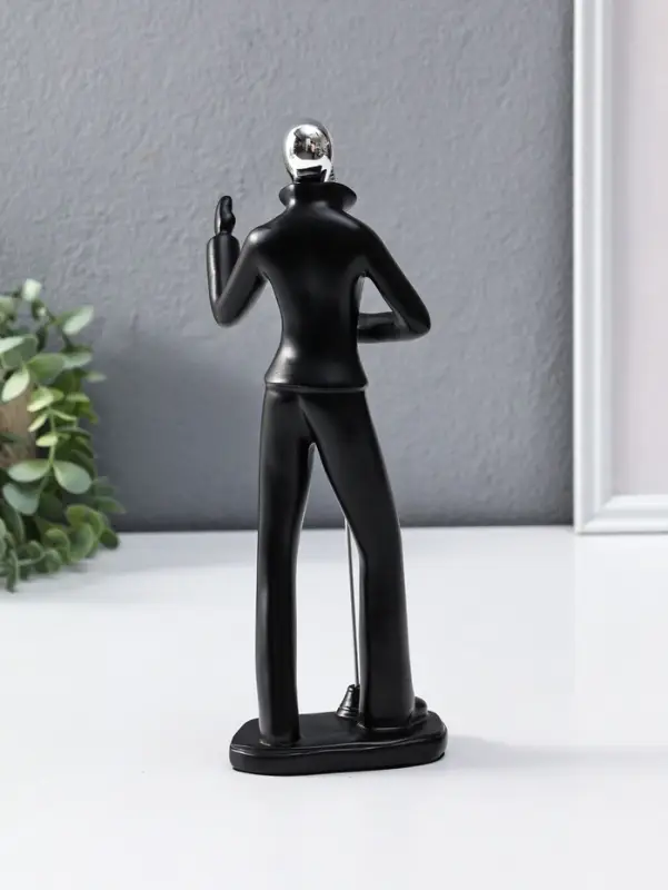 Сувенир полистоун "Вокалист" чёрный с серебром 6,5х10х26,5 см