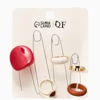 Набор колец 5 шт "Новый стиль" овал с деревом, размер МИКС, цвет красно-белый в золоте